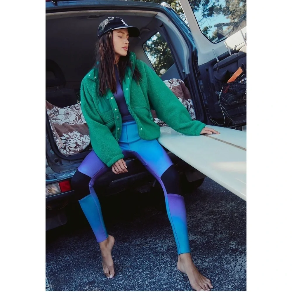 NWT Free People Movement Hit The Slopes Fleece Jacket Green Glow Medium